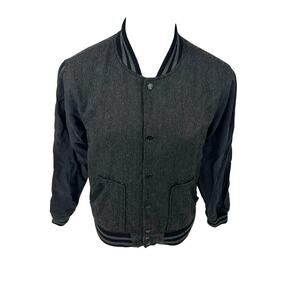 Kane & Unke Large Men Bomber Varsity Snap Down Jacket Wool Blend Lined B26v